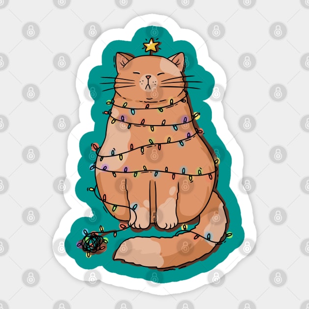 Grumpy Christmas Cat Sticker by natashawilona